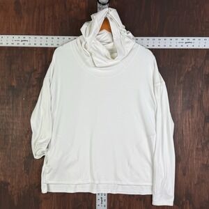 Lululemon Cowl Mock Neck Pullover Lightweight Stretchy Hoodie White Women 10 EUC